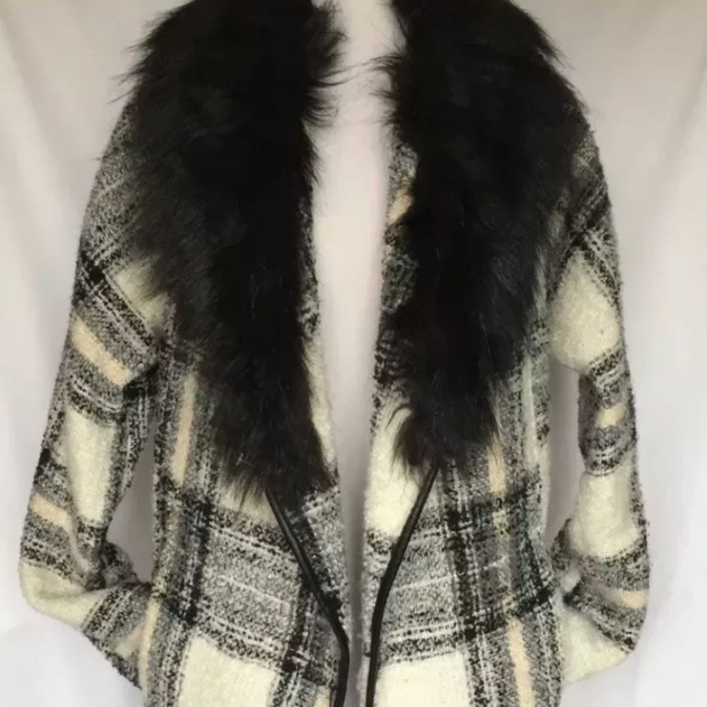 C&C California plaid jacket w/ detach faux collar
